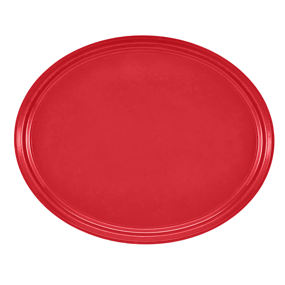144-2500510 Oval Serving Camtray - 19 1/4x24", Fiberglass, Signal Red