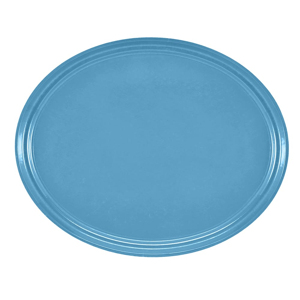 144-2500518 Oval Serving Camtray - 19 1/4x24", Fiberglass, Robin Egg Blue