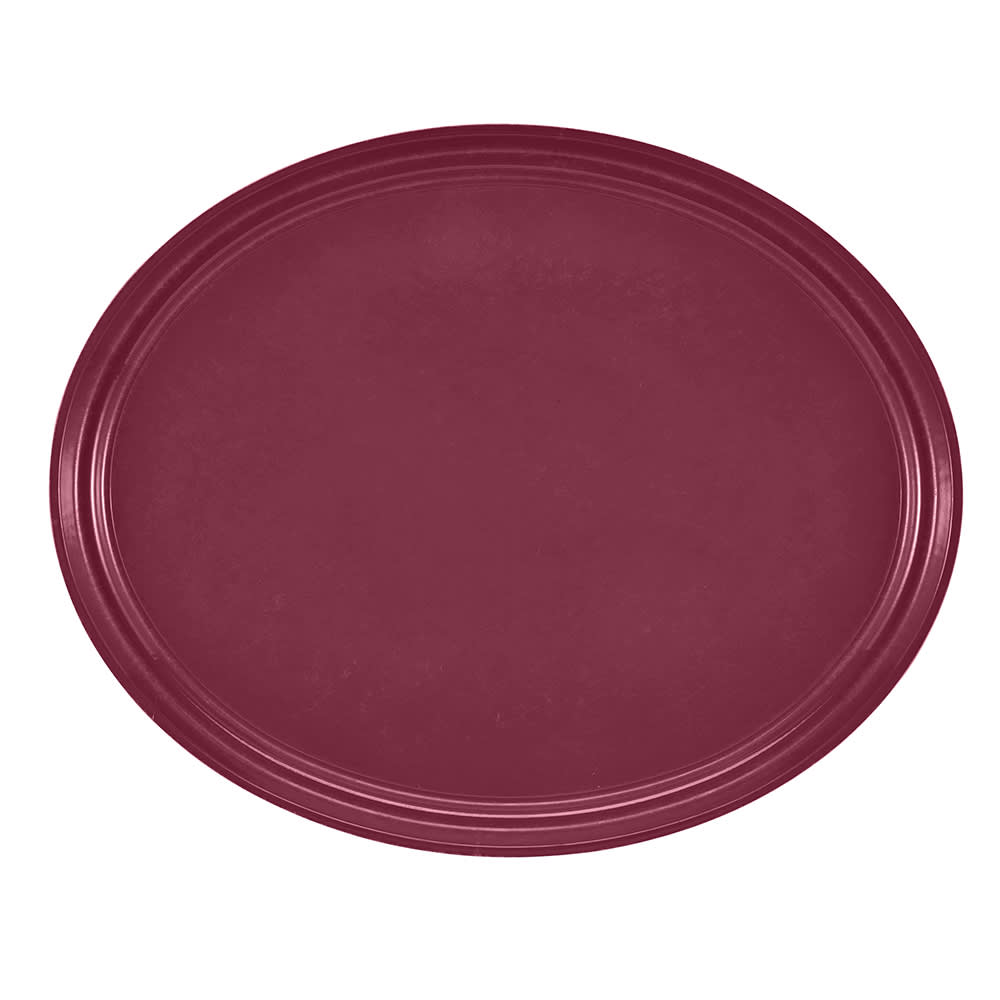 144-2500522 Oval Serving Camtray - 19 1/4x24", Fiberglass, Burgundy Wine