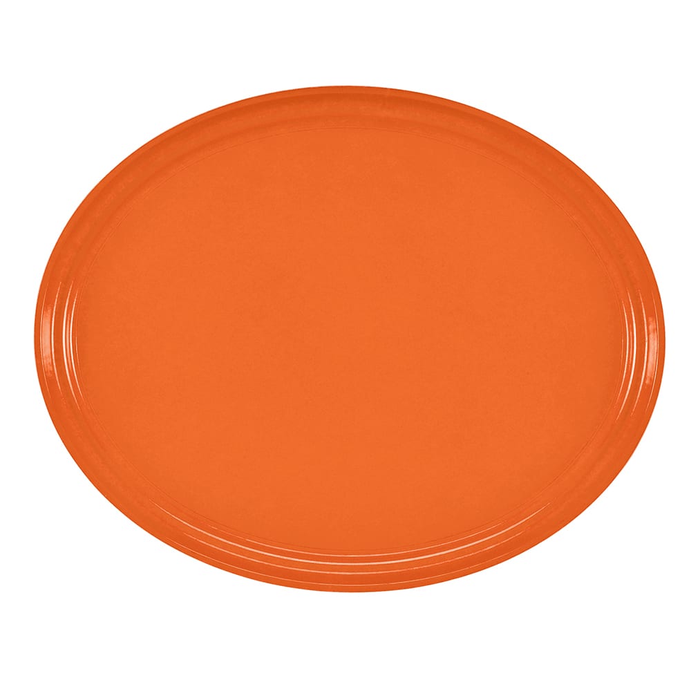144-2700220 Oval Serving Camtray - 22x27", Fiberglass, Citrus Orange