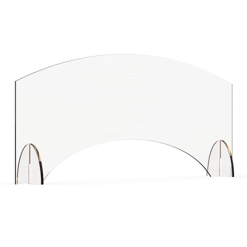 209-AG004 Freestanding Safety Shield w/ Pass Thru Window - 36"L x 15 1/2"H, Acrylic, Cl...