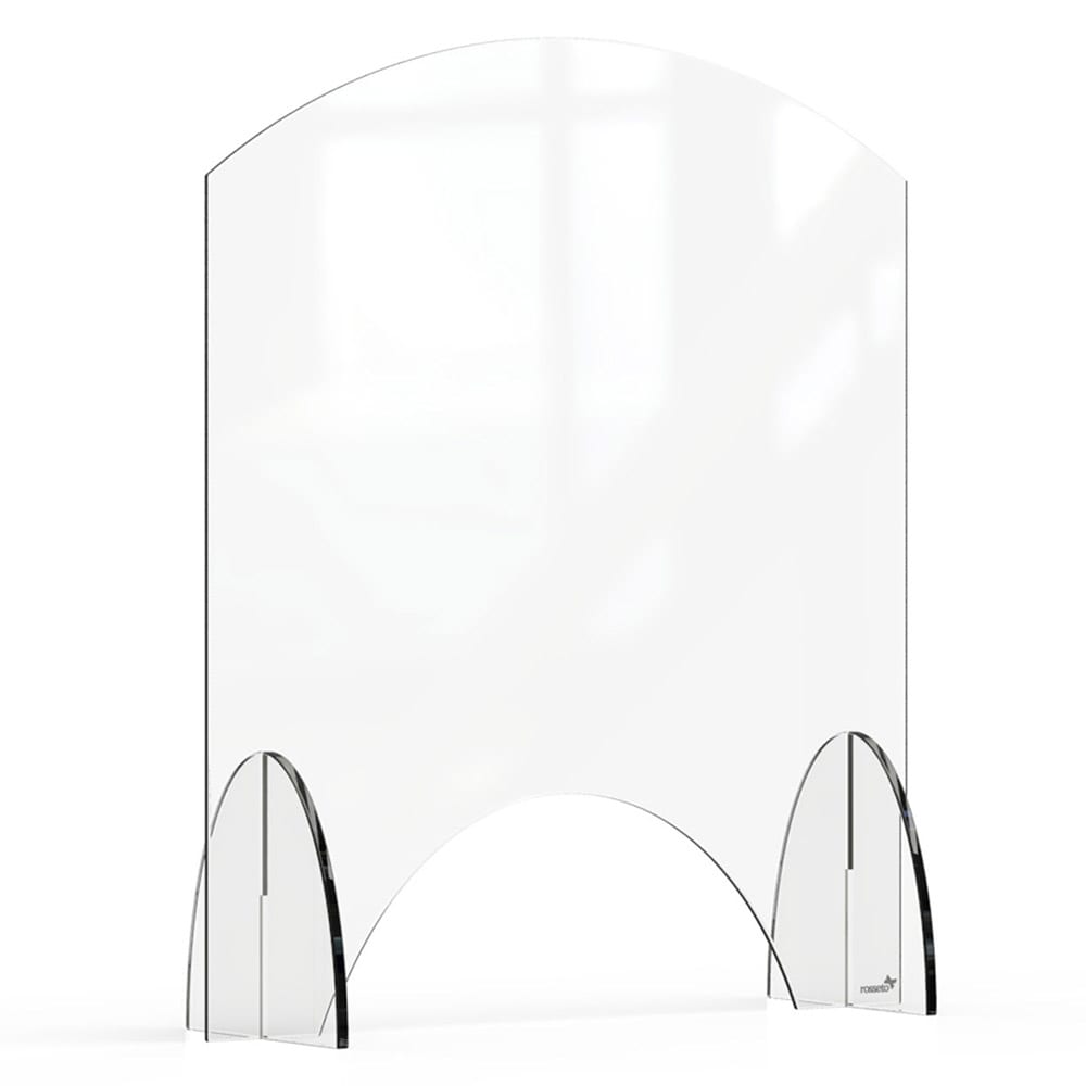209-AG008 Freestanding Safety Shield w/ Pass Thru Window - 24"L x 28"H, Acrylic, Clear