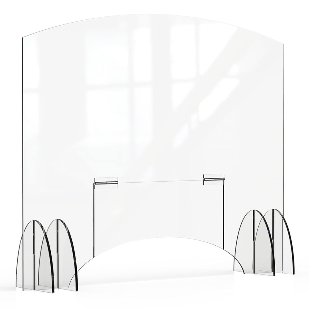 209-AG020 Freestanding Safety Shield w/ Pass Thru Door - 48"L x 40"H, Acrylic, Clear