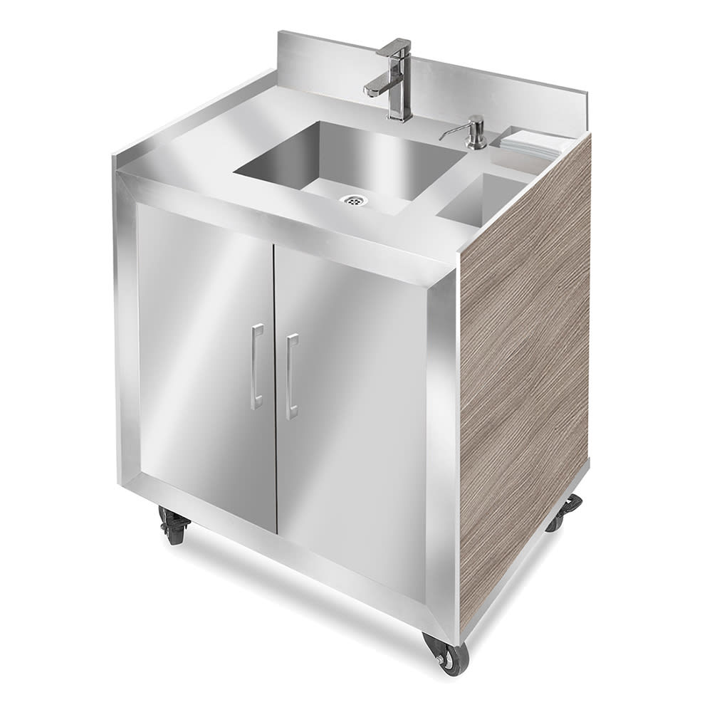 969-ST6105PS 34"H Portable Sink w/ 5"D Bowl, Hot & Cold Water