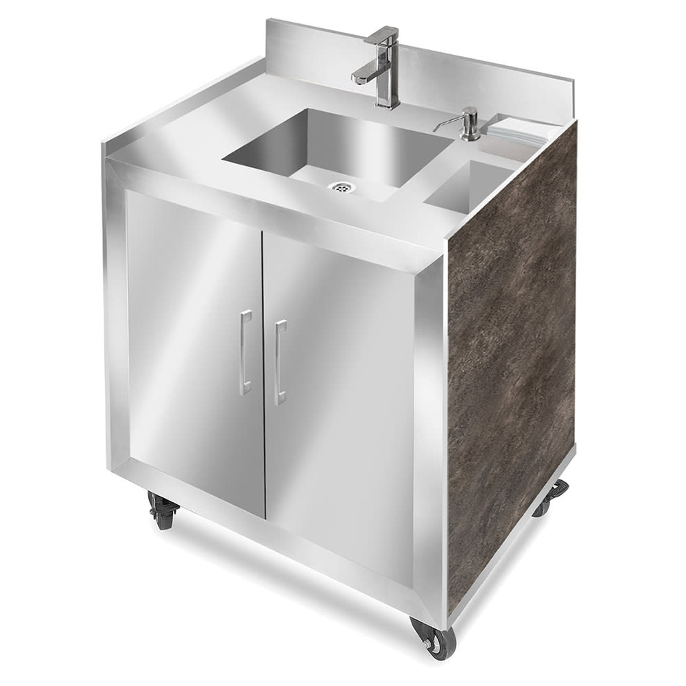 969-ST6120PS 34"H Portable Sink w/ 5"D Bowl, Hot & Cold Water