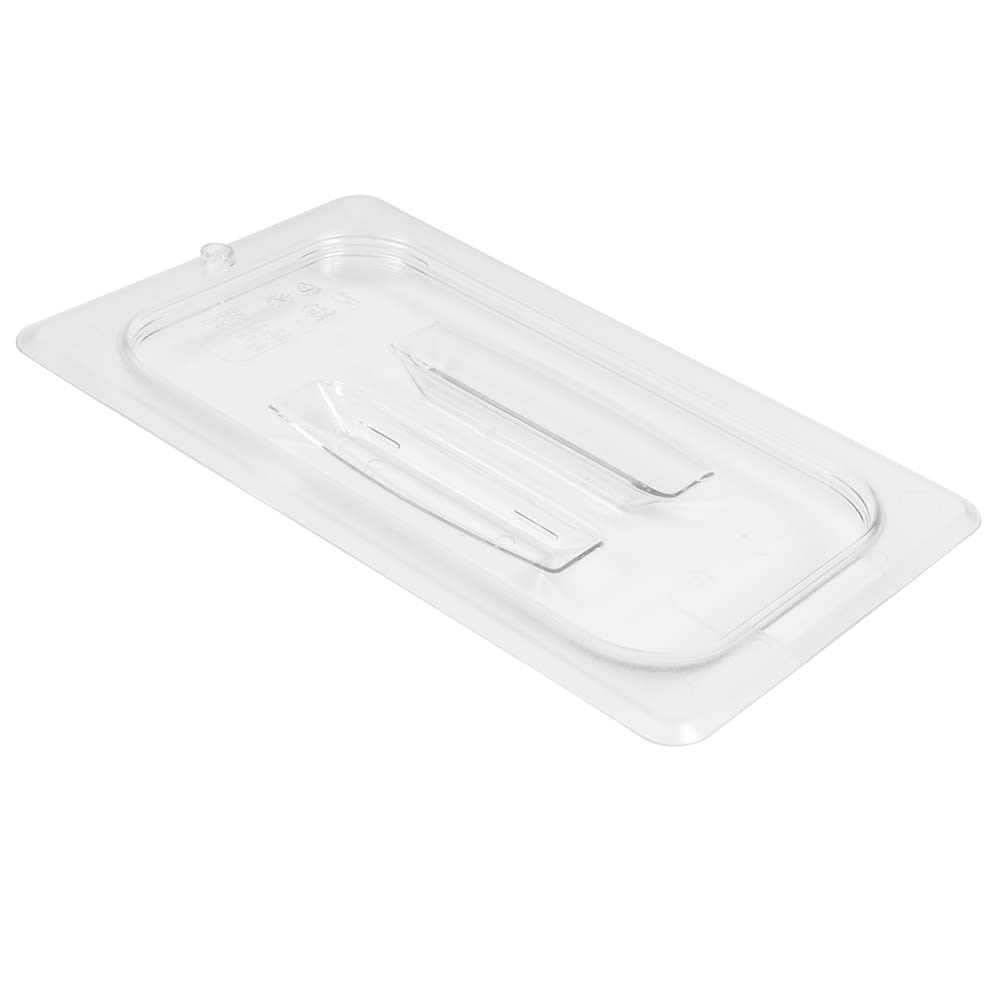 144-40CWCH135 Camwear Food Pan Cover - 1/4 Size, Flat with Handle, Clear