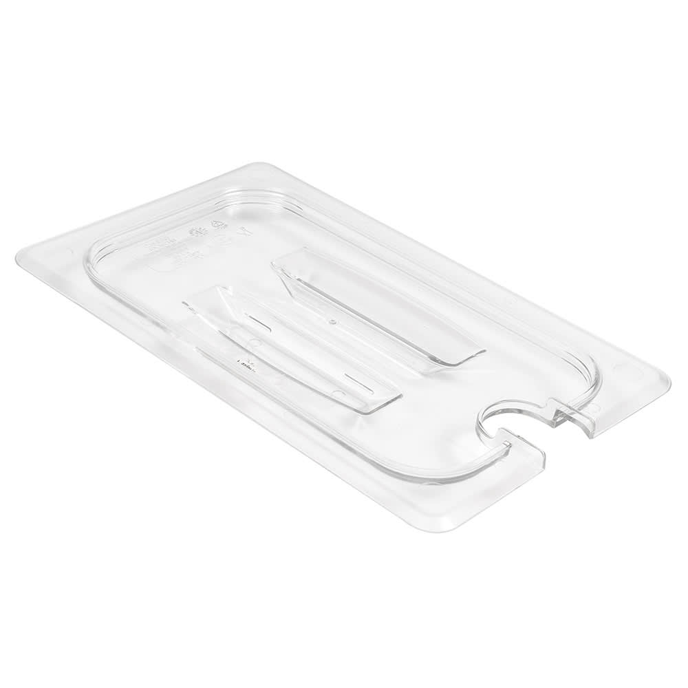 144-40CWCHN135 Camwear Food Pan Cover - 1/4 Size, Notched with Handle, Clear