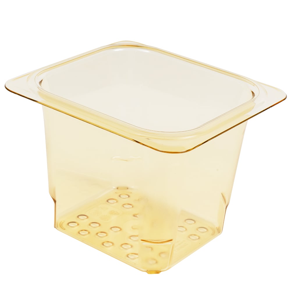 144-65CLRHP150 H-Pan Colander - 1/6 Size, 5"D, Amber