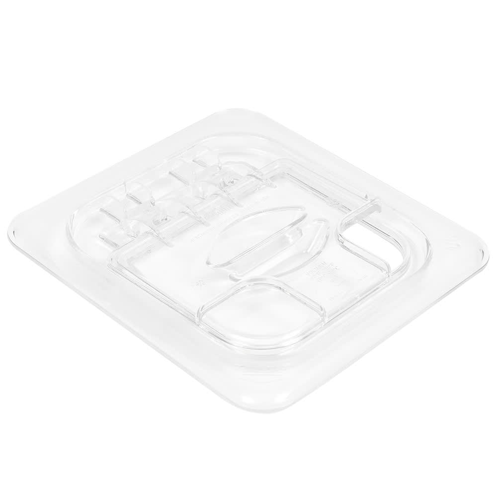 144-60CWLN135 FlipLid Food Pan Cover - 1/6 Size, Notched, Hinged, Clear