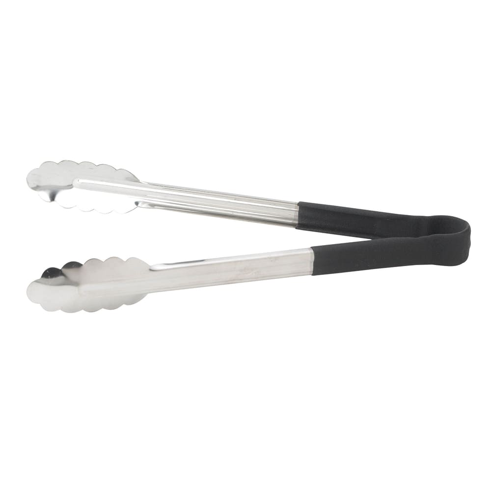 080-UTPH16K 16"L Stainless Utility Tongs, Black
