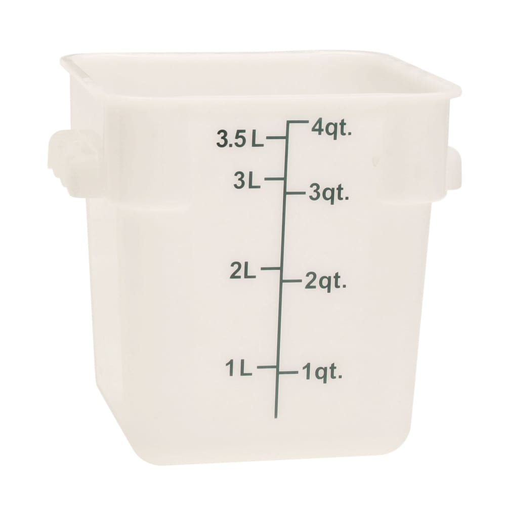 438-PLSFT004PP 4 qt Square Food Storage Container - Polypropylene, White