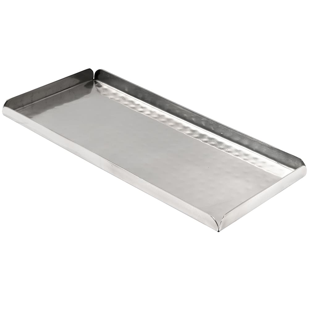 166-HMST10 Rectangular Sushi Tray, 10x4 1/2", Hammered, Stainless