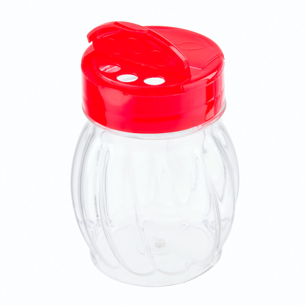 229-10330 6 oz Shaker w/ Flip Top Plastic Lid - Plastic, Red