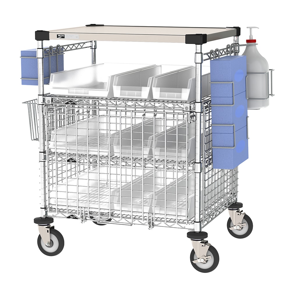 001-CR243033CKST 3 Shelf PPE Check In Station w/ (2) Glove Box Holders, (2) Sanitizer Holders, &a...
