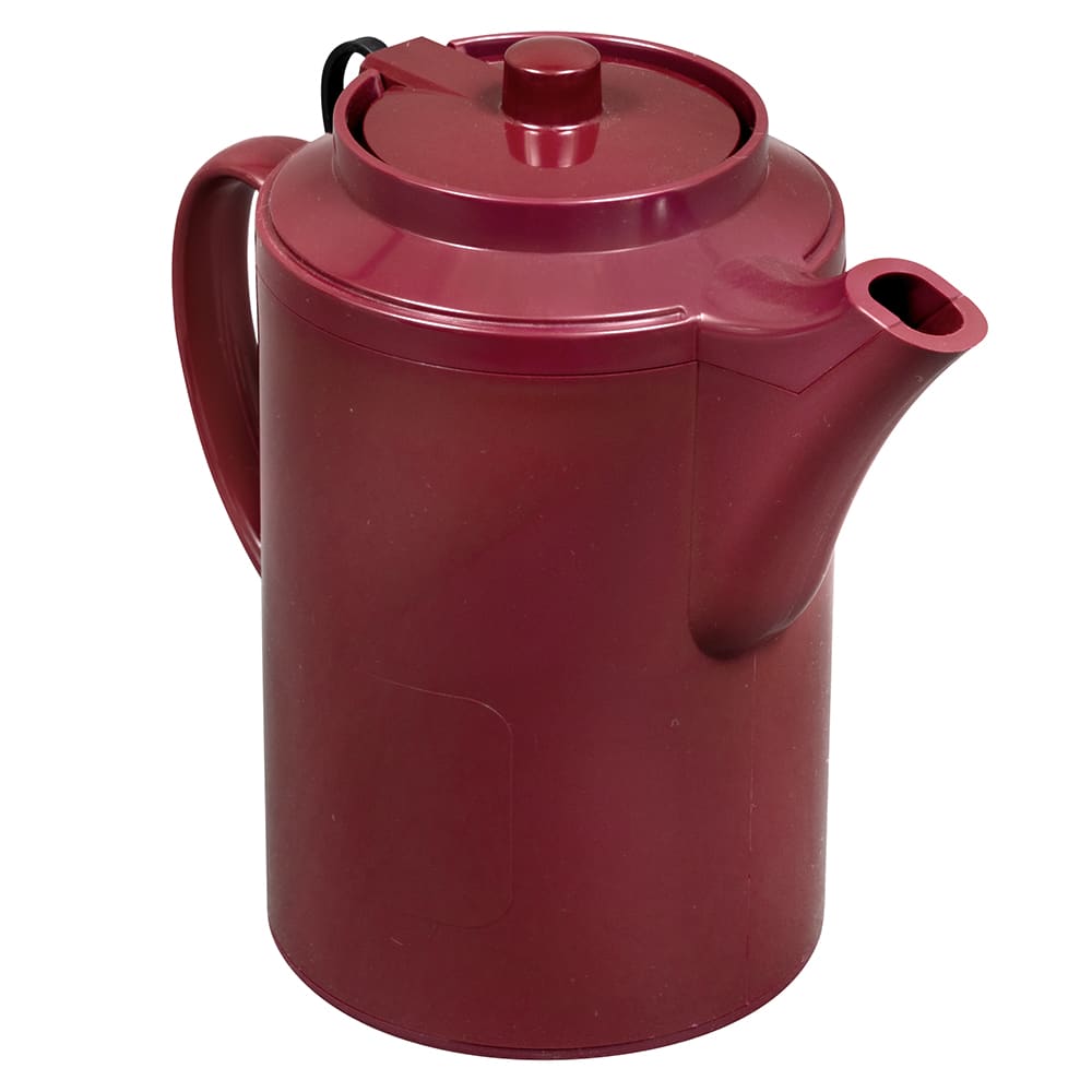 482-TST612BU 16 oz Dripless Teapot w/ Tether, Baffled Spout, Burgundy