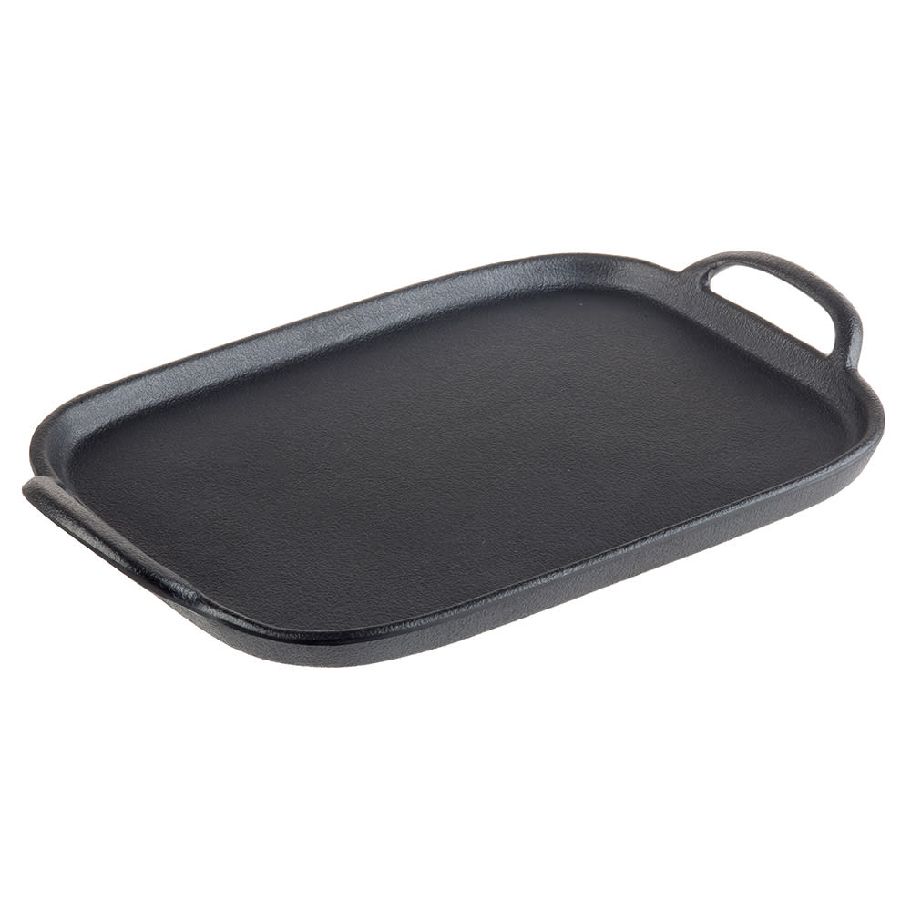 229-10047 Melamine Serving Tray w/ Handles - 12 1/4" x 8", Faux Cast Iron