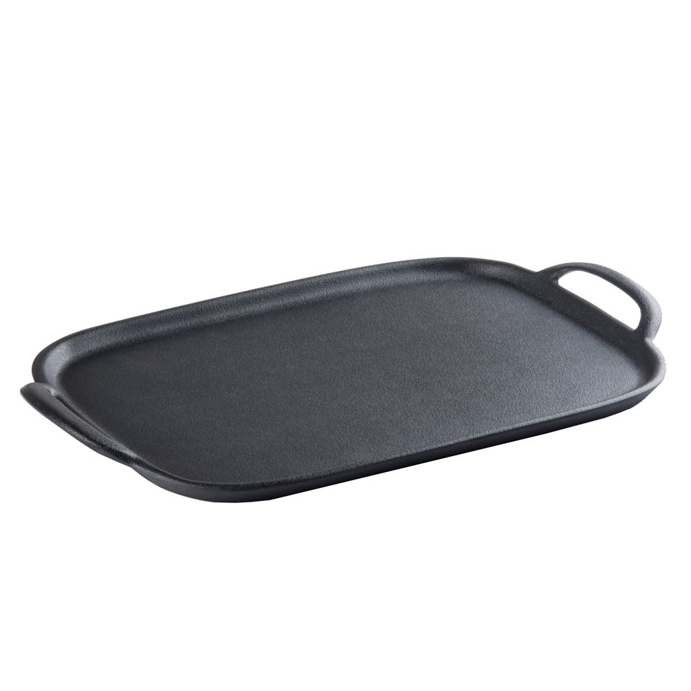 229-10048 Melamine Serving Tray w/ Handles - 20 3/8" x 13 1/4", Faux Cast Iron