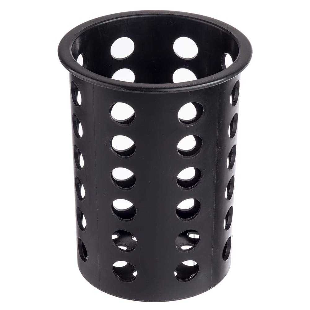 229-1010401 4 3/8" Round Flatware Cylinder - 5 1/2"H, Polypropylene, Black