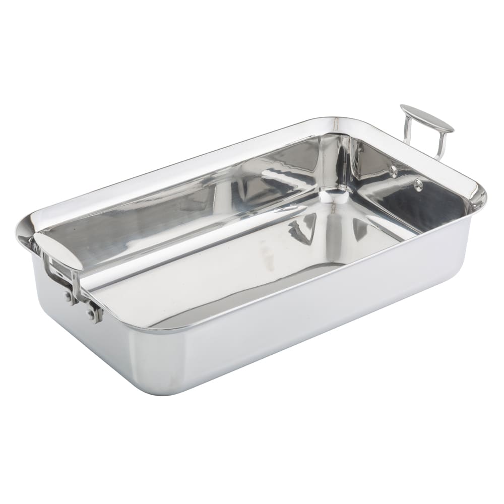 229-123504 Full Size Induction Steam Table Pan w/ Handles - 18 1/2" x 11", Stainless St...