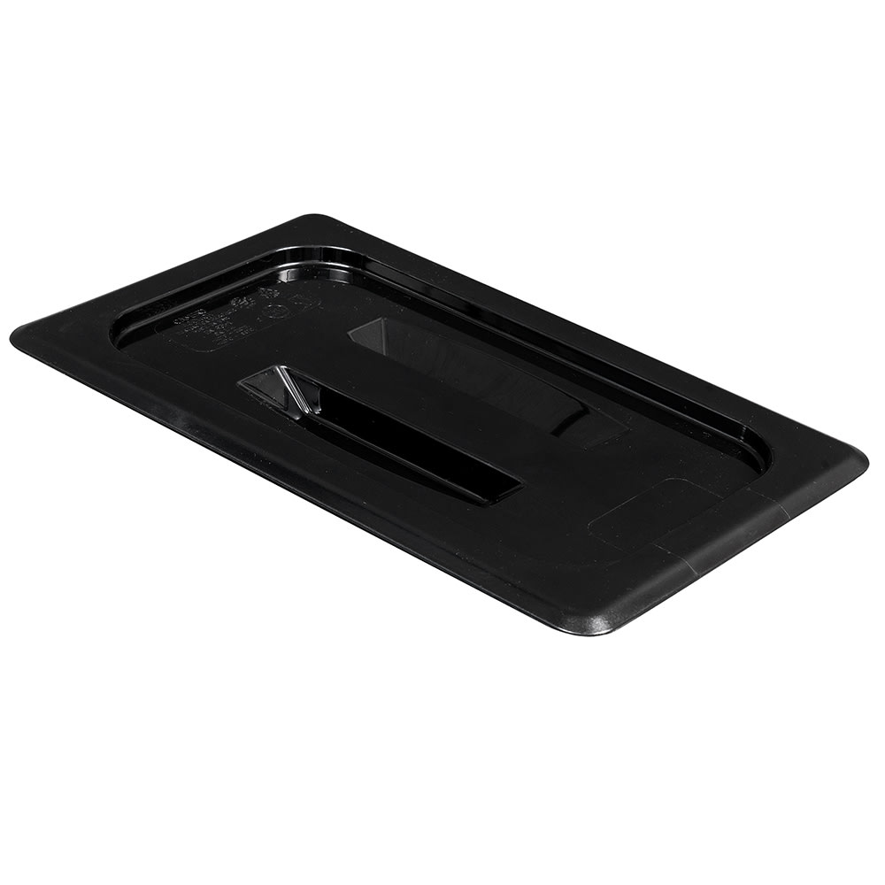 144-40CWCH110 Camwear Food Pan Cover - 1/4 Size, Flat with Handle, Black
