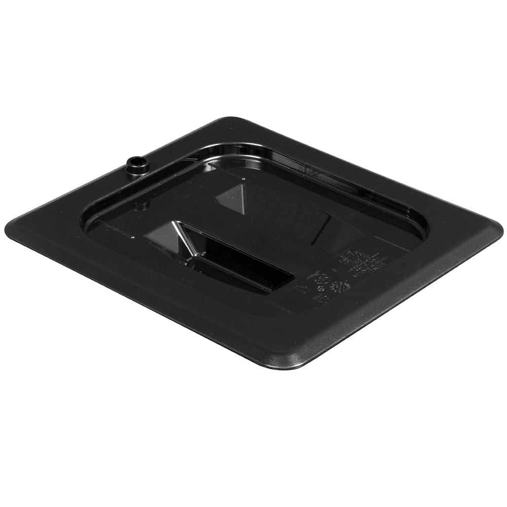 144-60CWCH110 Camwear Food Pan Cover - 1/6 Size, Flat with Handle, Black