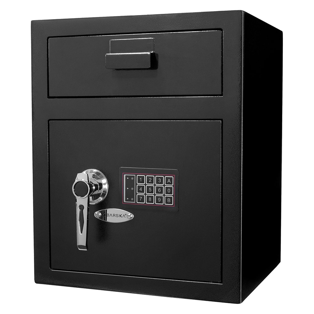 470-AX11930 1.1 cu ft Large Depository Safe w/ Keypad Lock - Steel, Black