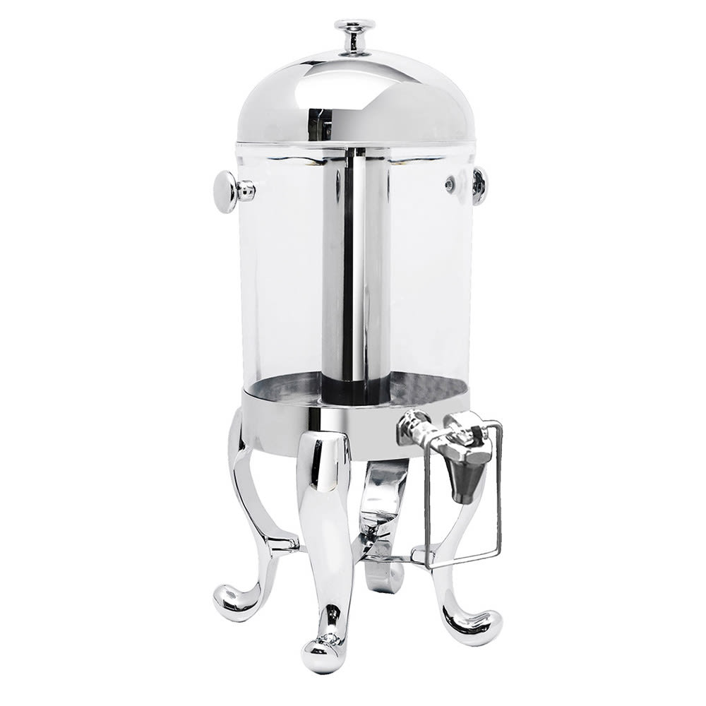 969-7542HF 2 Gallon Acrylic Beverage Dispenser - Silver, Stainless Steel