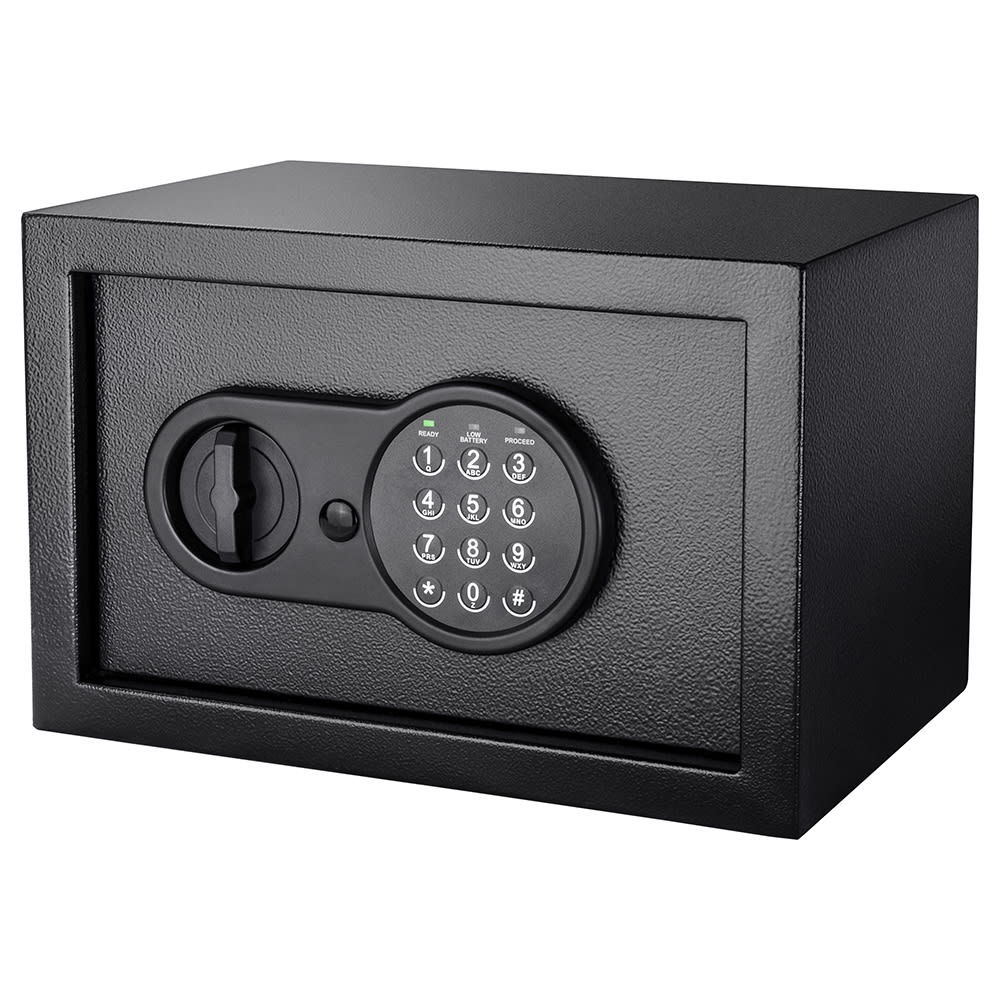 470-AX12616 0.36 cu ft Compact Safe w/ Keypad Lock - Steel, Black
