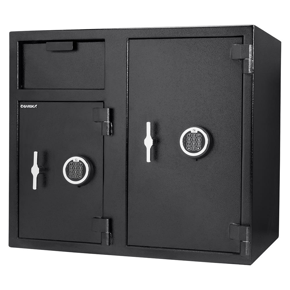 470-AX13316 Locker Depository Safe w/ Keypad Lock - (2) Compartments, Steel, Black