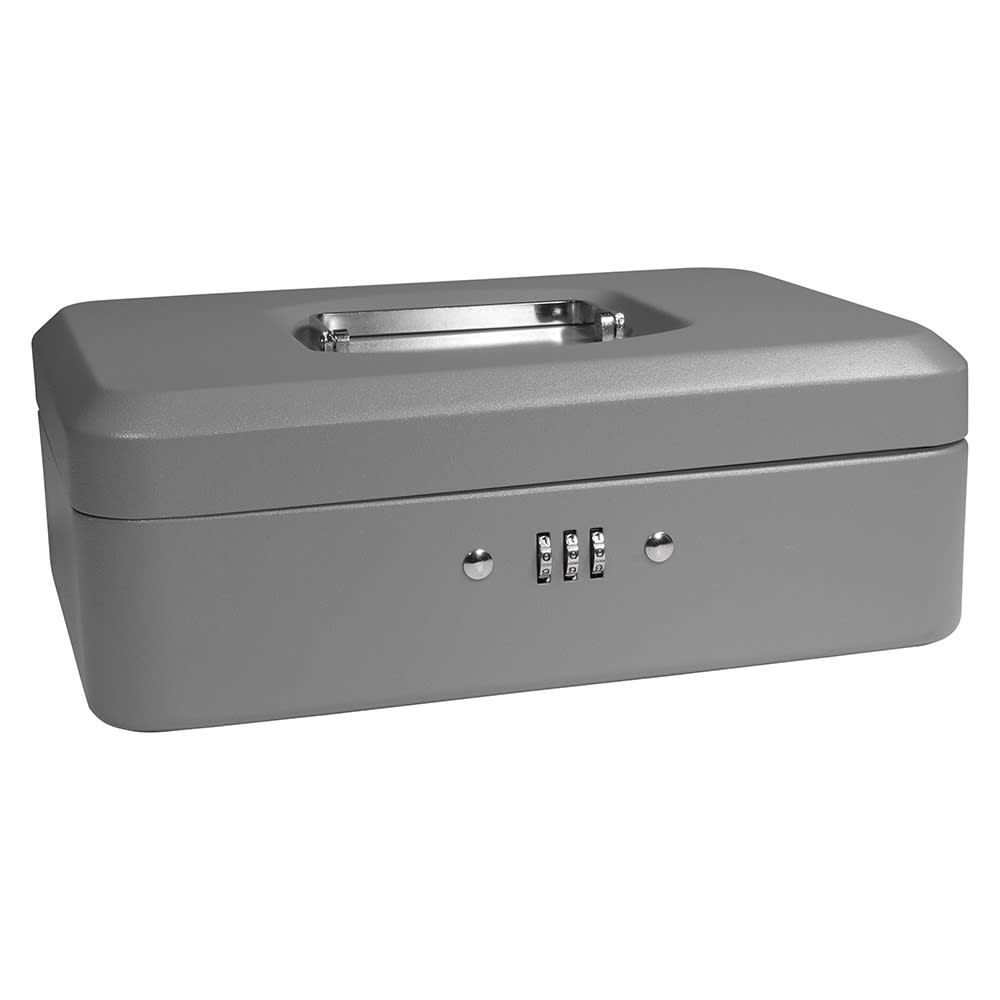 470-CB11786 Cash Box w/ Combination Lock - (3) Compartment Tray, Steel, Gray