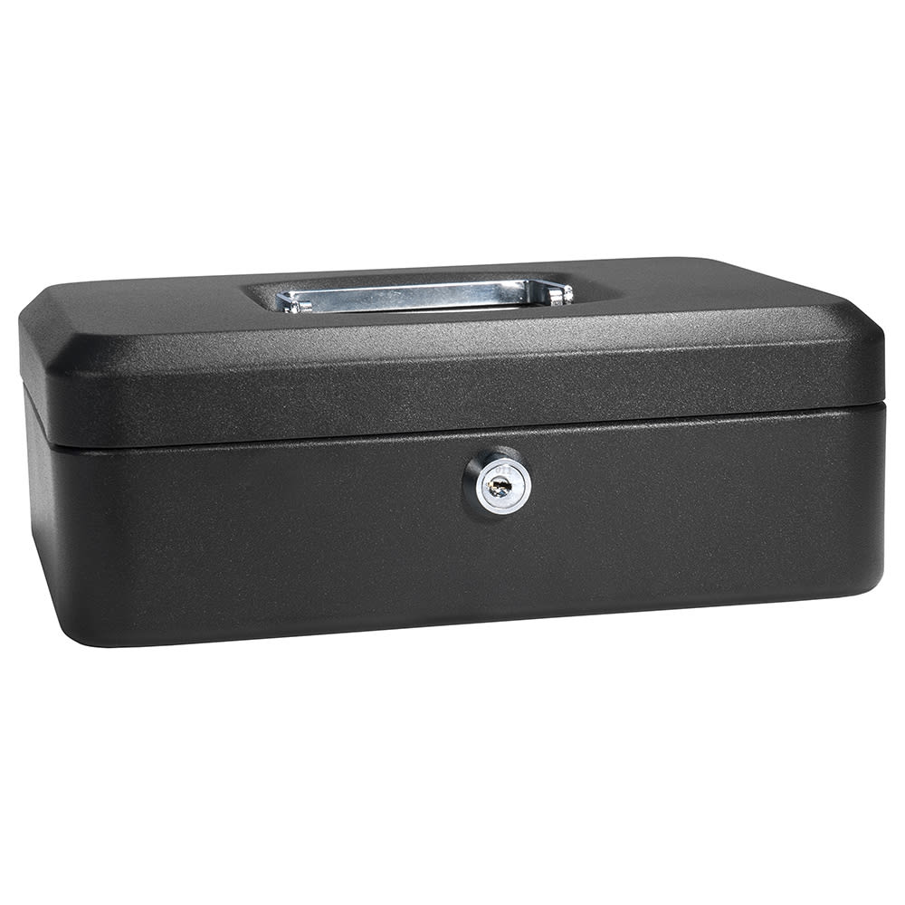 470-CB11832 Cash Box w/ Key Lock - (3) Compartment Tray, Steel, Black