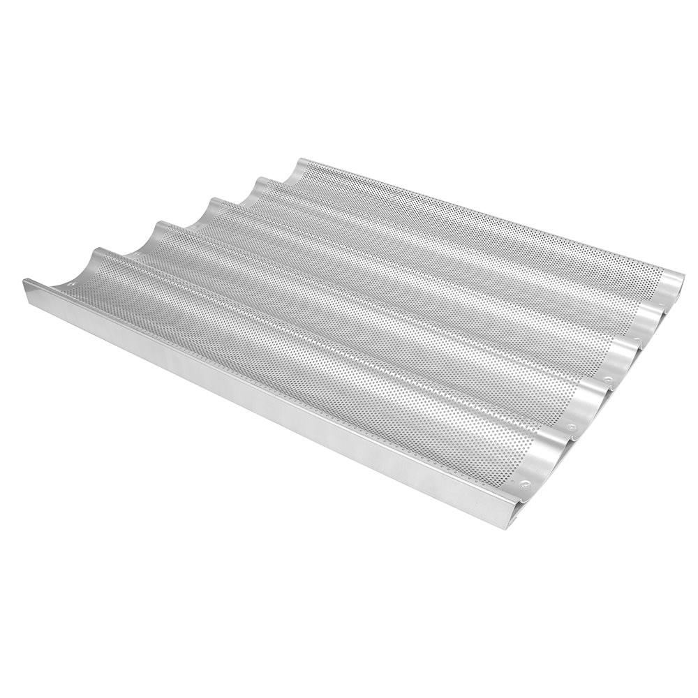 225-49035 Baguette/French Bread Pan, Uni Lock, Makes (5) 3" x 25 3/4" Loaves, Glazed 16...