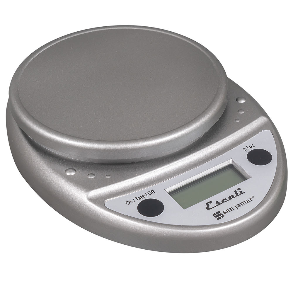 094-SCDG11M Escali 11 lb Round Digital Scale - 8 1/2" x 6", Metallic