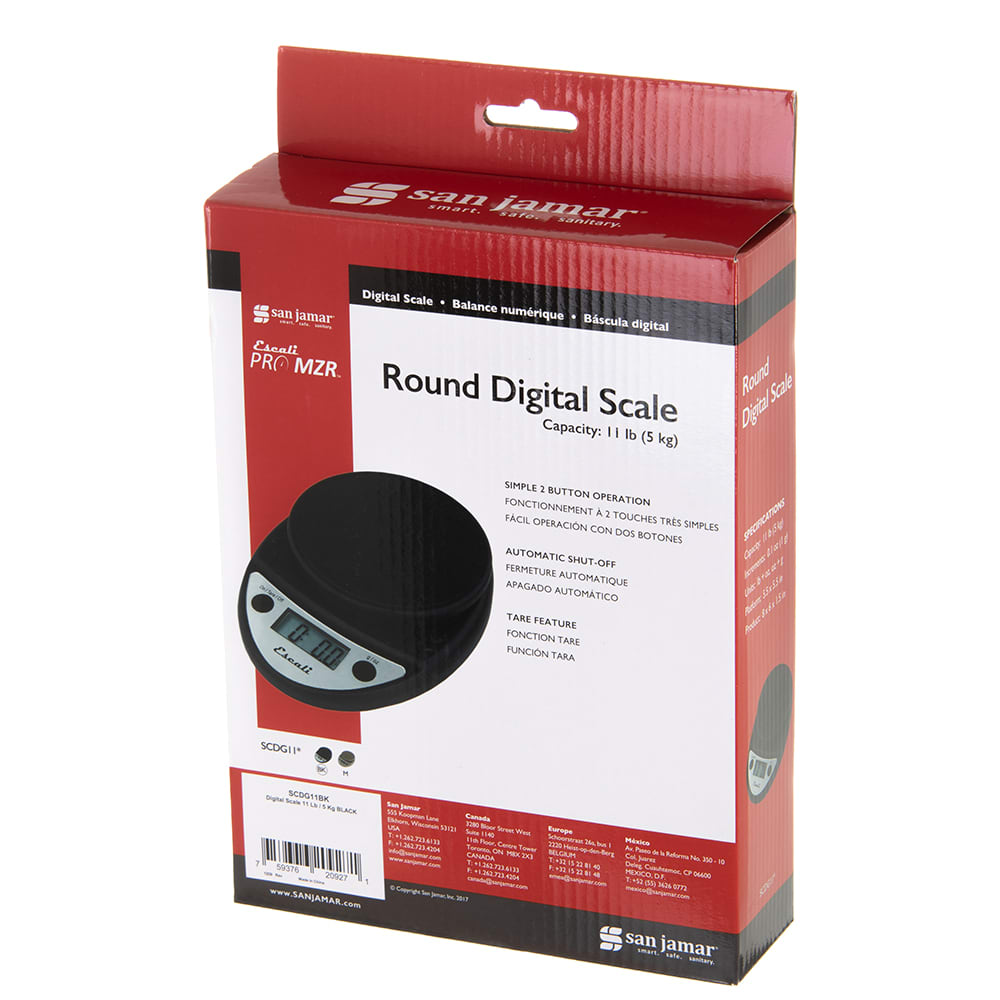 San Jamar / Escali SCDG11BK 11 lb. Black Round Digital Portion