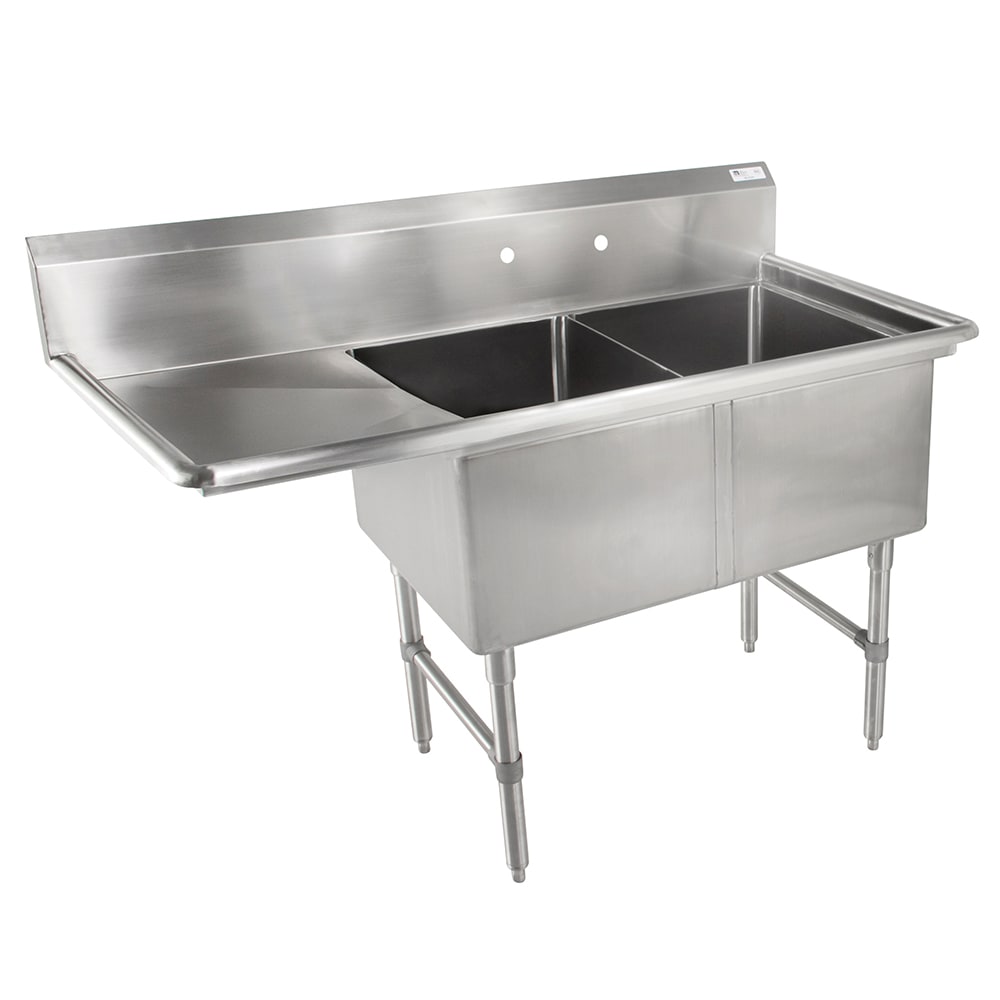 416-2B182441D18L 58" 2 Compartment Sink w/ 18"L x 24"W Bowl, 14" Deep