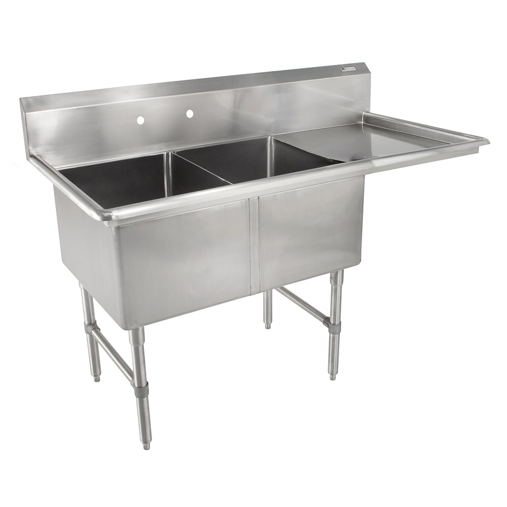 416-2B182441D18R 58" 2 Compartment Sink w/ 18"L x 24"W Bowl, 14" Deep