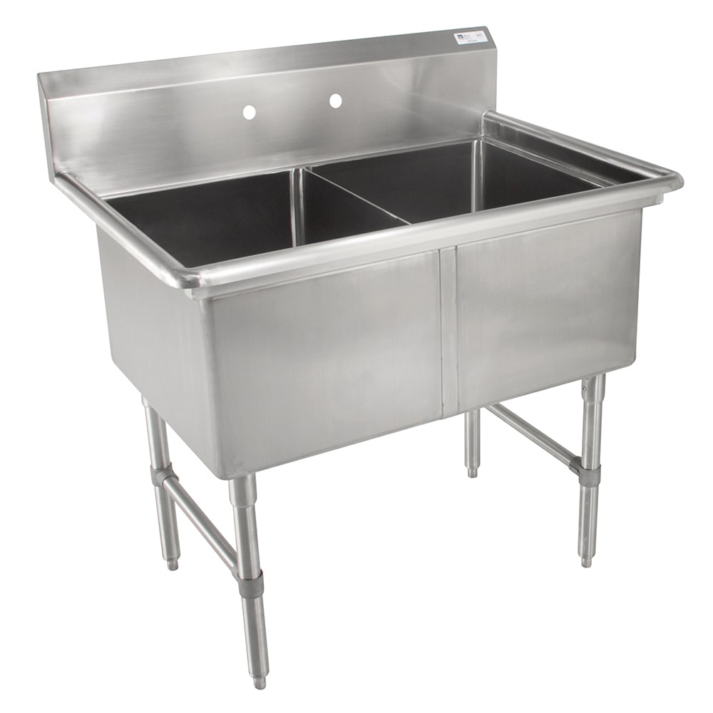416-2B184 41" 2 Compartment Sink w/ 18"L x 18"W Bowl, 14" Deep