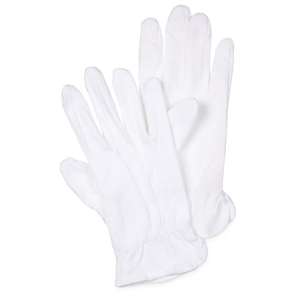 094-5312WHL Cotton PVC Waiter's Gloves, Palm Dotted, Large, White