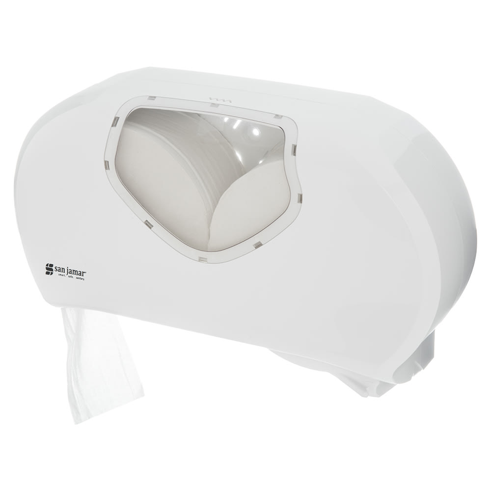 094-R4070WHCL Toilet Paper Dispenser - Fits (2) 9" Jumbo Rolls, White/Clear
