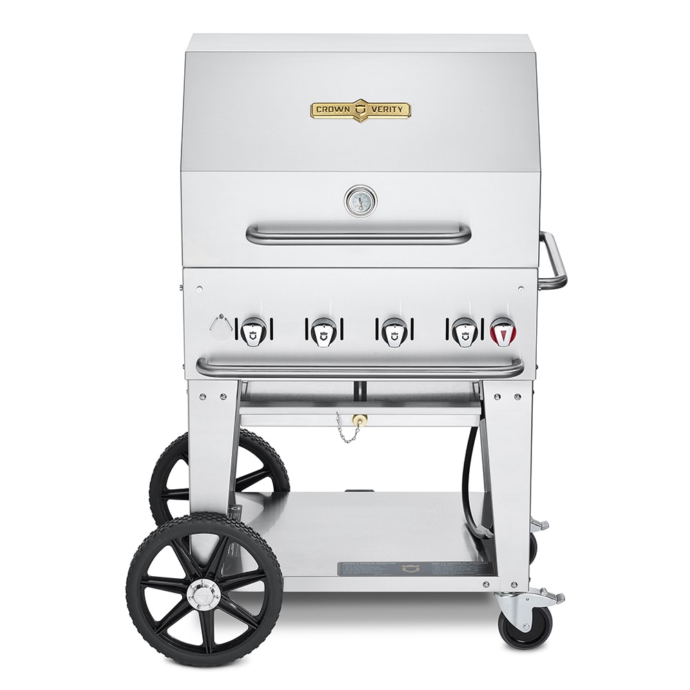 828-CVMCB30RDPNG 28" Mobile Gas Commercial Outdoor Charbroiler w/ Roll Dome, Natural Gas