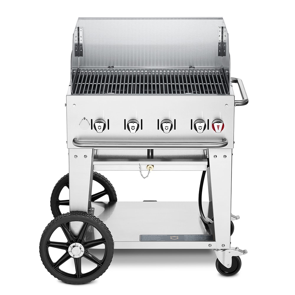 828-CVMCB30WGPLP 28" Mobile Gas Commercial Outdoor Charbroiler w/ Wind Guards, Liquid Propan...