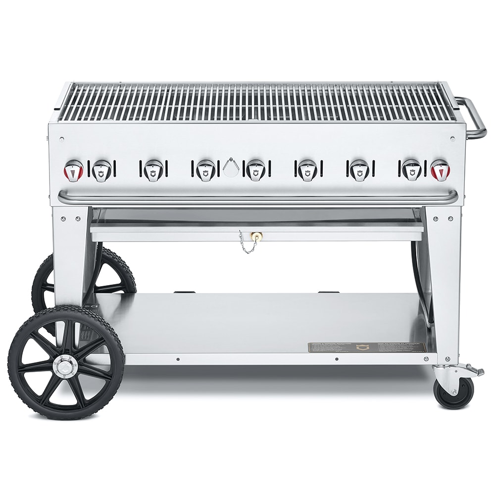 828-CVMCB48SI50100 46" Mobile Gas Commercial Outdoor Charbroiler w/ Water Pan, Liquid Propan...