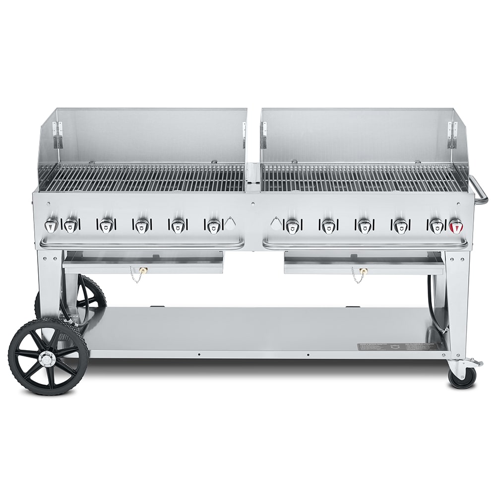 828-CVMCB72SI5010WGP 70" Mobile Gas Commercial Outdoor Charbroiler w/ Wind Guards, Liquid Pr...