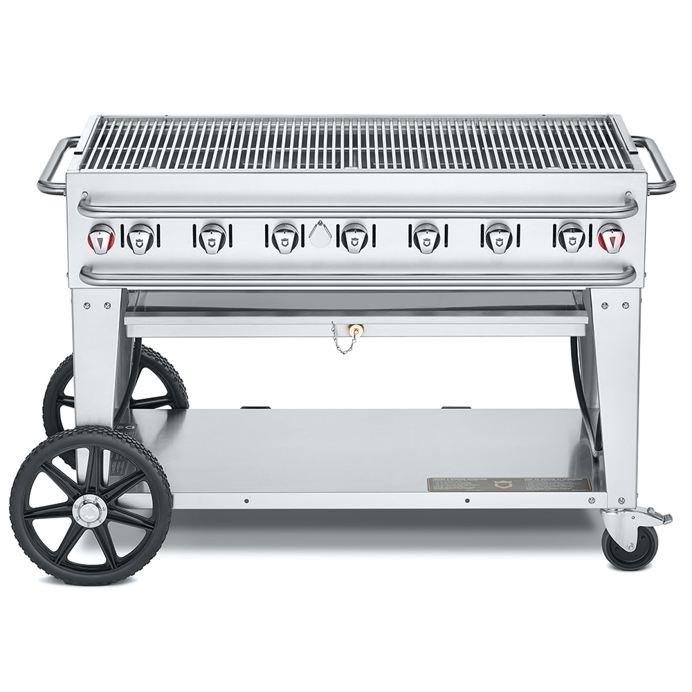 Crown Verity CV-RCB-48-SI50/100 46" Mobile Gas Commercial Outdoor Grill w/ Undershelf, Liquid Propane