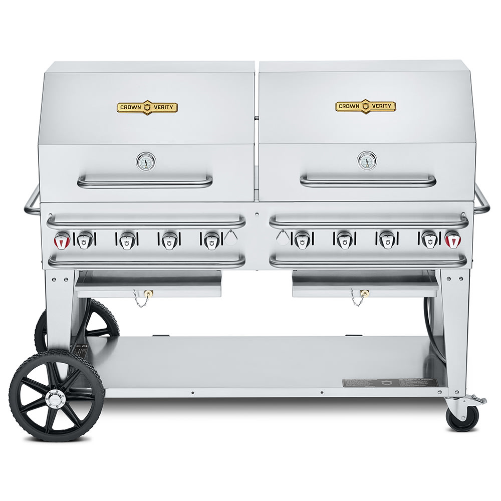 828-CVRCB60RDPSIBULK 58" Mobile Gas Commercial Outdoor Grill w/ Roll Domes, Liquid Propane