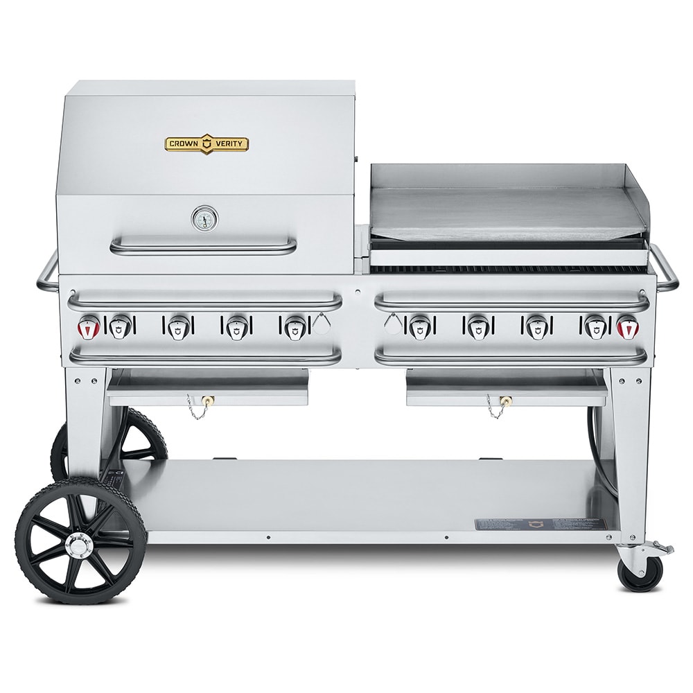 828-CVRCB60RGPSIBULK 58" Mobile Gas Commercial Outdoor Grill w/ Roll Dome, Liquid Propane