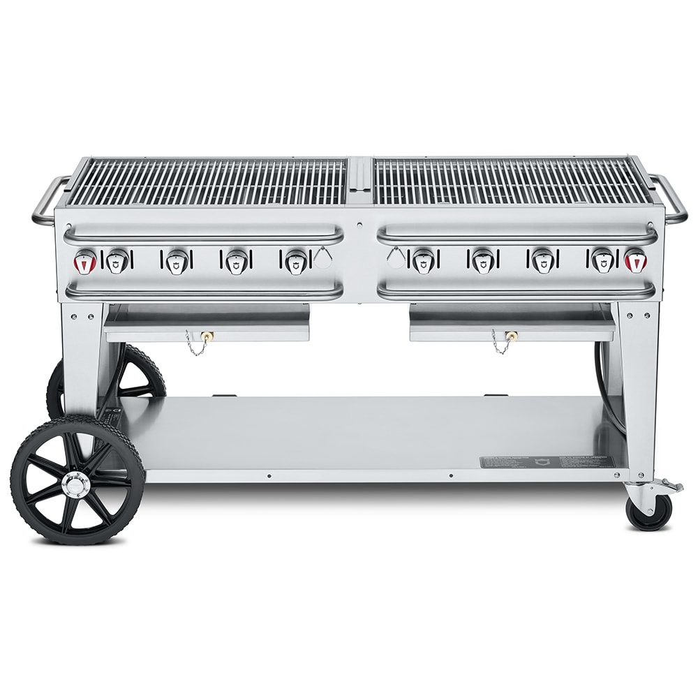 828-CVRCB60SI50100 58" Mobile Gas Commercial Outdoor Grill w/ Undershelf, Liquid Propane