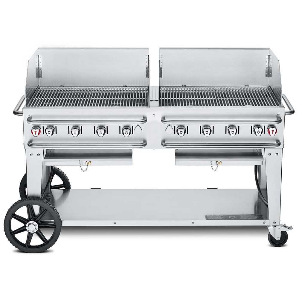 828-CVRCB60WGPSIBULK 58" Mobile Gas Commercial Outdoor Grill w/ Wind Guards, Liquid Propane