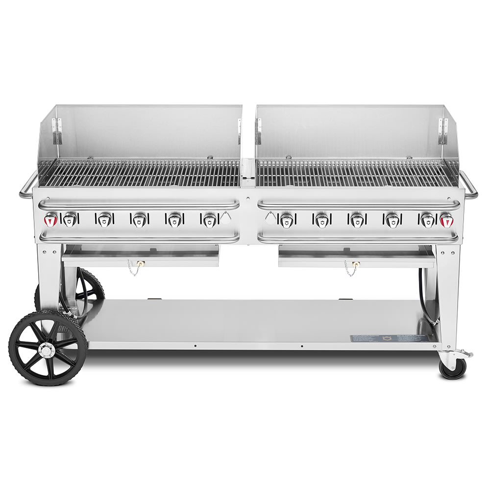 828-CVRCB72WGPSIBULK 70" Mobile Gas Commercial Outdoor Grill w/ Wind Guards, Liquid Propane