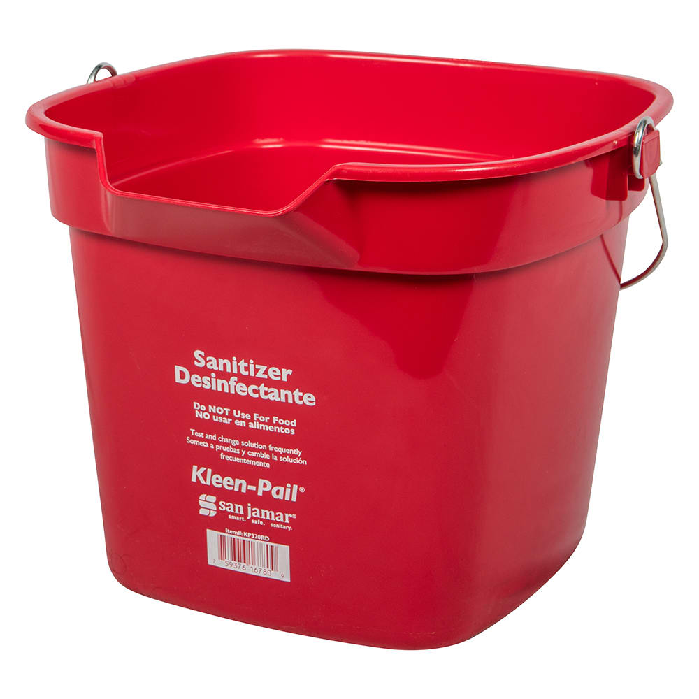 094-KP320RD Kleen-Pail, 10 qt., Plastic, Red - Sanitizing Solution Printing